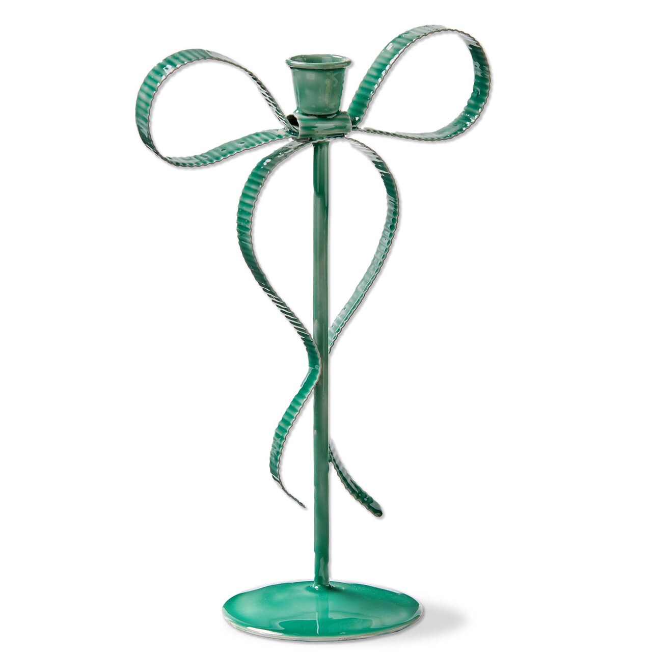 Very Merry Large Bow Taper Candle Holder Green 6.5 x 3.5 x 10 in Perfect for Everyday Use